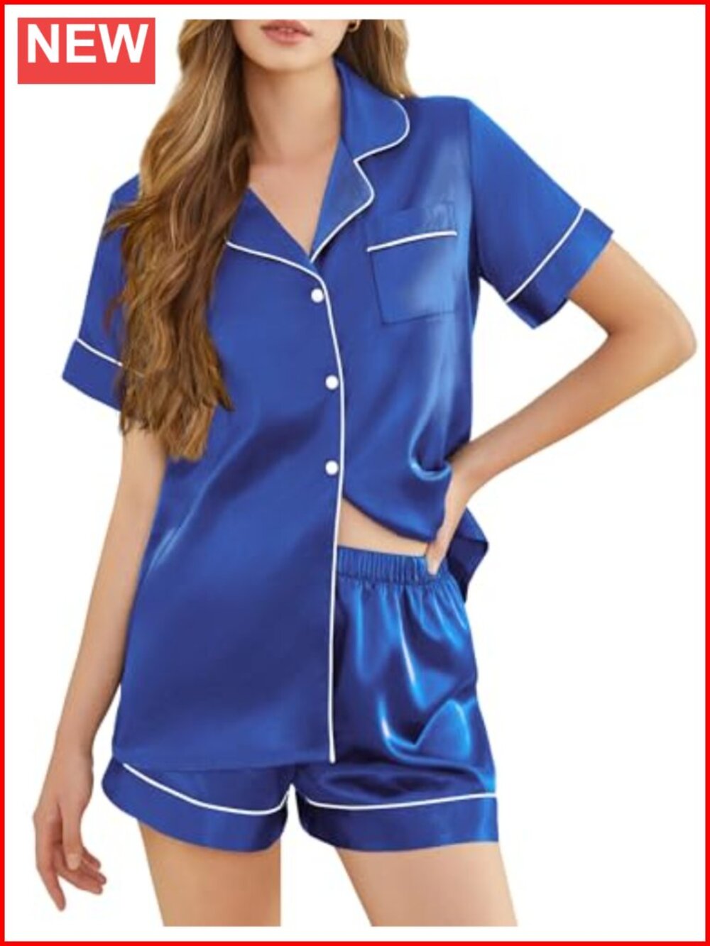 Women's Satin Pajama Set Short Sleeve 2 Piece Sleepwear Lounge